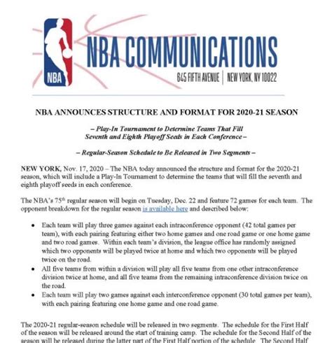NBA Announces Structure And Format For 2020.